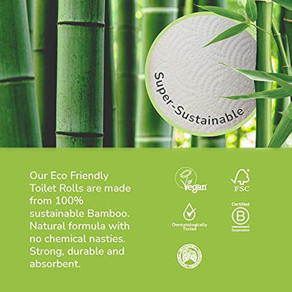 The Cheeky Panda Bamboo Toilet Rolls Bulk Buy – 45 Rolls (5 Packs of 9) | 3 Ply Toilet Paper | Plastic Free Packaging and Sustainable Tissue Paper | Compostable Loo Roll