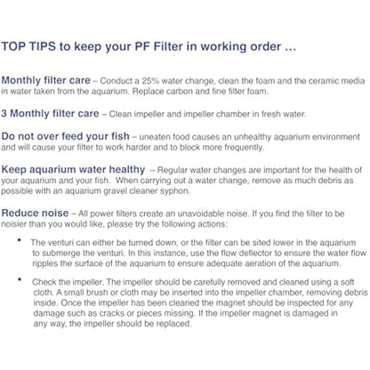 Interpet Internal Aquarium Fish Tank PF4 Power Filter, Cleans Water, for Coldwater & Tropical Aquariums Up to 182 Litre