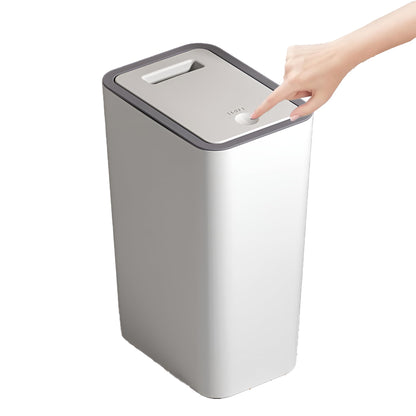Bedroom Bin,Push Button Plastic Bin for Bedroom,10L Slim Bathroom Bin with Lid,Narrow Waste Bin for Bathroom Anti-Odour,Plastic Thin Trash Can for