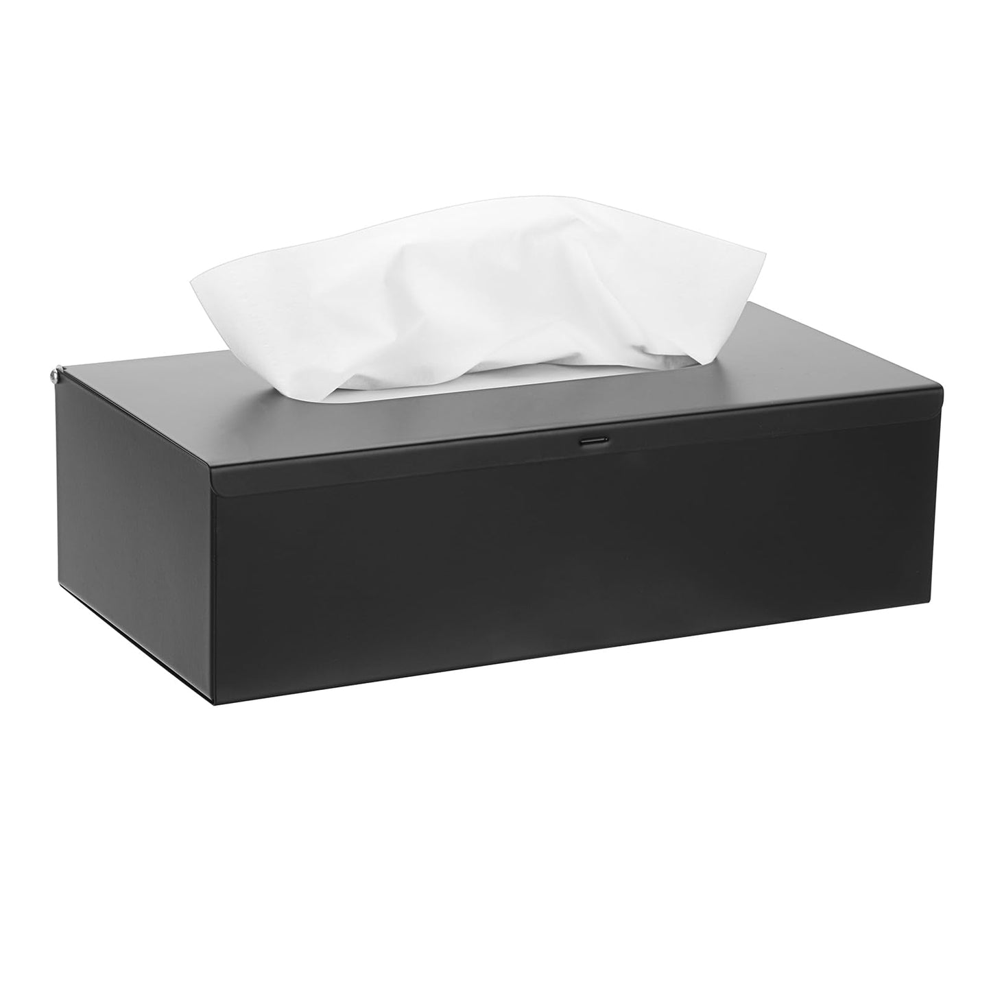 BTSKY Black Rectangular Tissue Box Cover - Stainless Steel Tissue Holder, Household Tissue Paper Dispenser for Bathroom Kitchen Office Restaurant
