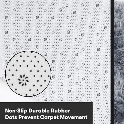 JOJOSEE Rugs Living Room, 160 x 230 cm Grey Area Rug, Anti Slip Soft Fluffy Shaggy Extra Large Floor Carpets Mat for Bedroom, Nursery Bedside (Dark