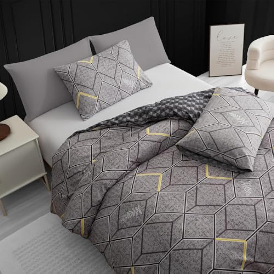 Lazzaro Double Duvet Set - Premium Brushed Microfiber Double Duvet Cover (200 x 200 cm) 3 PCs - Breathable Luxury Bedding Set With Zipper Closure