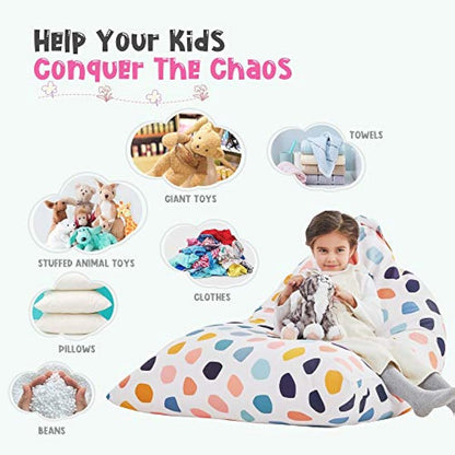 Nobildonna Stuffed Animal Storage Bean Bag for Kids (No Filler), Extra Large 250L Bean Bag Chair Cover Only, Washable Beanbag Without Filling Soft Premium Canvas Stuffable Bean Bag Cover