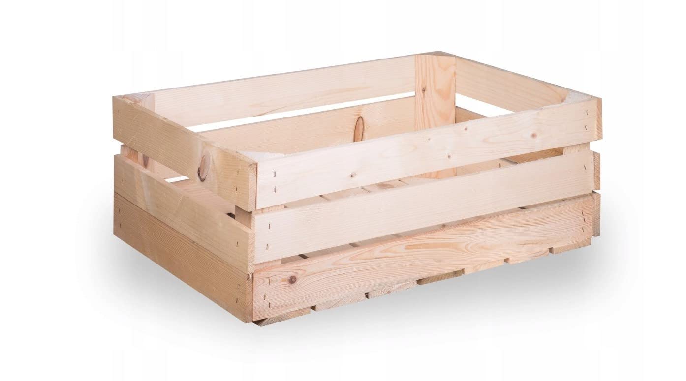 Wooden Crate - Unpainted Pine Wood Storage Box DIY Large in Size 40 x 30 x 20 cm