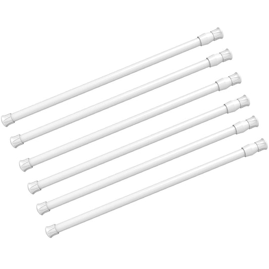 6 Pack Spring Tension Curtain Rod Adjustable Length for Kitchen, Bathroom, Cupboard, Wardrobe, Window, Bookshelf DIY Projects