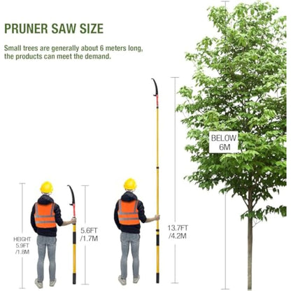 SUNORCHID Telescopic Tree Pruner - 14 Foot Pole Saw, Extendable Long Reach Tree Pruning Saw for Pruning and Trimming Branches and Leaves