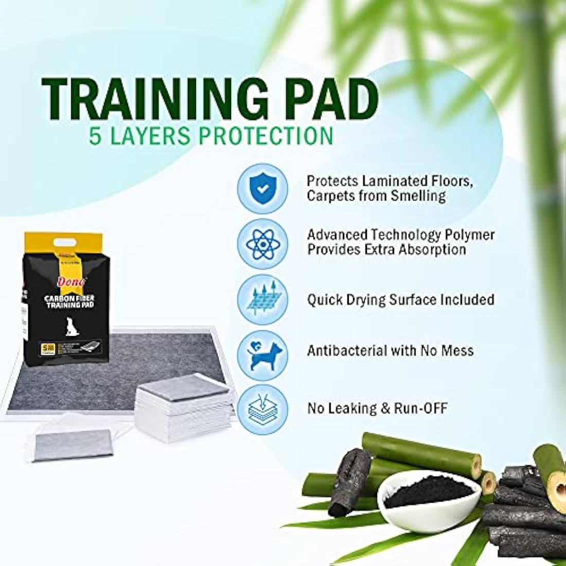 Dono Pet Training Puppy Pads - 100 Carbon Puppy Pee Wee Toilet Trainer Pads Super Absorbent Deodorizing Heavy Duty Dog Pet Pads S