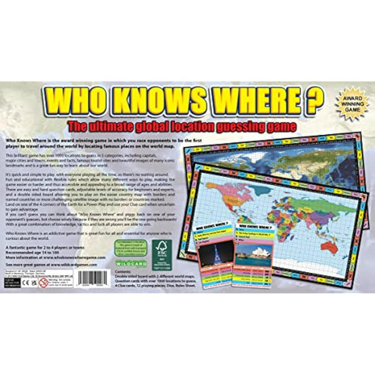 Wild Card Games Who Knows Where? - The Global Location Guessing Family Board Game