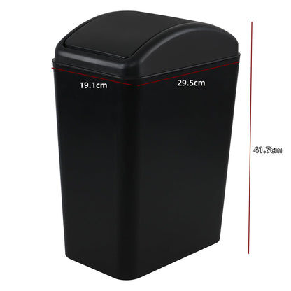 Afromy 15L Plastic Swing Top Trash Can, Slim Garbage Can, Black