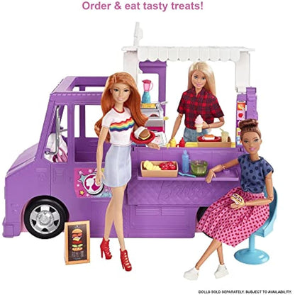 Barbie Fresh 'n' Fun Food Truck, with 30+ Realistic Play Pieces: Menu Board, Pots, Utensils, Serving Trays, Plate; For Ages 3 Years Old & Up, GMW07
