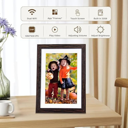 Hesmor Frameo Digital Photo Frame WiFi, 10.1 Inch Frameo Digital Picture Frame, 1280x800 IPS LCD Touch Screen, Auto-Rotat Built in 32GB Storage Electronic Photo Frame Share Photos Videos Anywhere