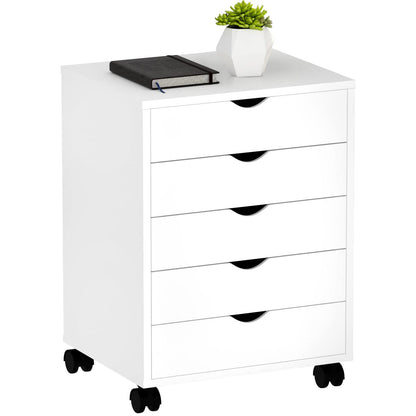 YITAHOME 5 Drawer Mobile Rolling File Cabinet,Wooden Filing Cabinet for A4, Letter Size Document, Under Desk File Storage Cabinet