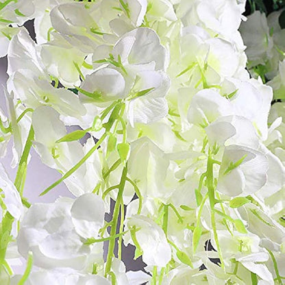 Veryhome 12PCS Artificial Wisteria Hanging Garland Fake Wisteria Vine Hanging Flower Bush String Artificial Flowers for Wedding Decorations,3.6 Feet (White)