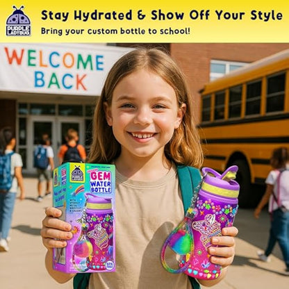 PURPLE LADYBUG Decorate Your Own Water Bottle Craft Kits for Kids - Unicorn Gifts for Girls, 6 Year Old Girl Gifts, Girls Birthday Presents, Arts and Crafts for Kids Ages 5-12, Back to School Gift