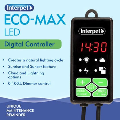 Interpet Digital Controller for Eco-Max LED Lighting, 24hr Digital Clock Display, Brightness Control, Sunrise, Sunset, Cloud Features, Fits of Eco-Max LED Light, Black
