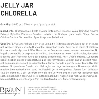 BRÜUN Jelly Mask Jar Chlorella Peel-Off Face Care Rubber Mask - A 23 fl oz Skin Care Gel Mask Jar Spa Set for Men, Women and Adults