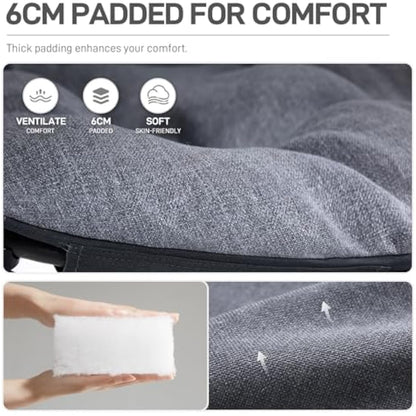 EVER ADVANCED XL Moon Chair for Adults 6cm Padded Garden Saucer Chair, Heavy Duty Camping Foldable Folding Camping with High Back, Super Wide Round Seats for heavy people, supports 150KG Light grey