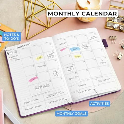 Legend Planner Daily for 3 Months – Undated Monthly Weekly & Daily Planner to Hit Goals. Organizer & Productivity Journal, A5 (Dark Purple)