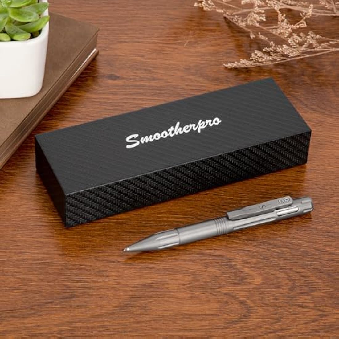 SMOOTHERPRO Titanium Bolt Action Pen | Compatible With Parker Refill | Retractable Refillable Metal Pen | for Men Women Business Writing Office Signature(GT02) | Color Natural