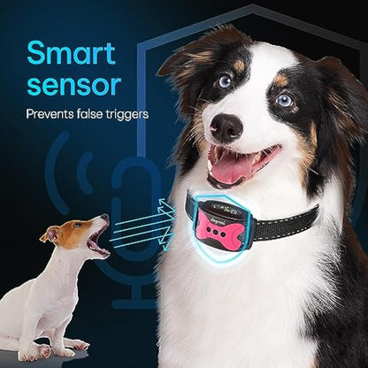 DogRook Anti Bark Collar - Automatic Anti Barking Collar - Vibrating Dog Collar - No Shock - Effective Anti Barking Device 8-110 lbs - Dog Training Collar - Pink