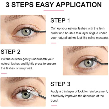 Cluster Lashes Extensions, 144Pcs Individual Clusters Lashes D Curl 15mm, Wide Stem Cluster Eyelashes Soft Natural False Eyelashes DIY Eyelash Extension At Home (15mm, 144P D Curl)