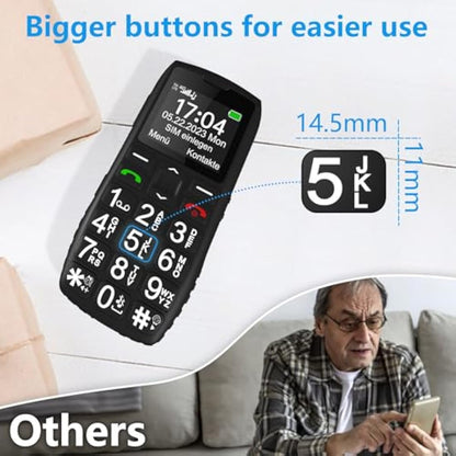 artfone C1+4G Big Button Mobile Phone for Elderly丨USB-C, Charging Dock丨1800mAh Battery丨Easy to Use Basic Elderly Phone丨SIM Free Unlocked Senior Mobile Phone丨SOS Button丨FM Radio丨Time Reporting - Black