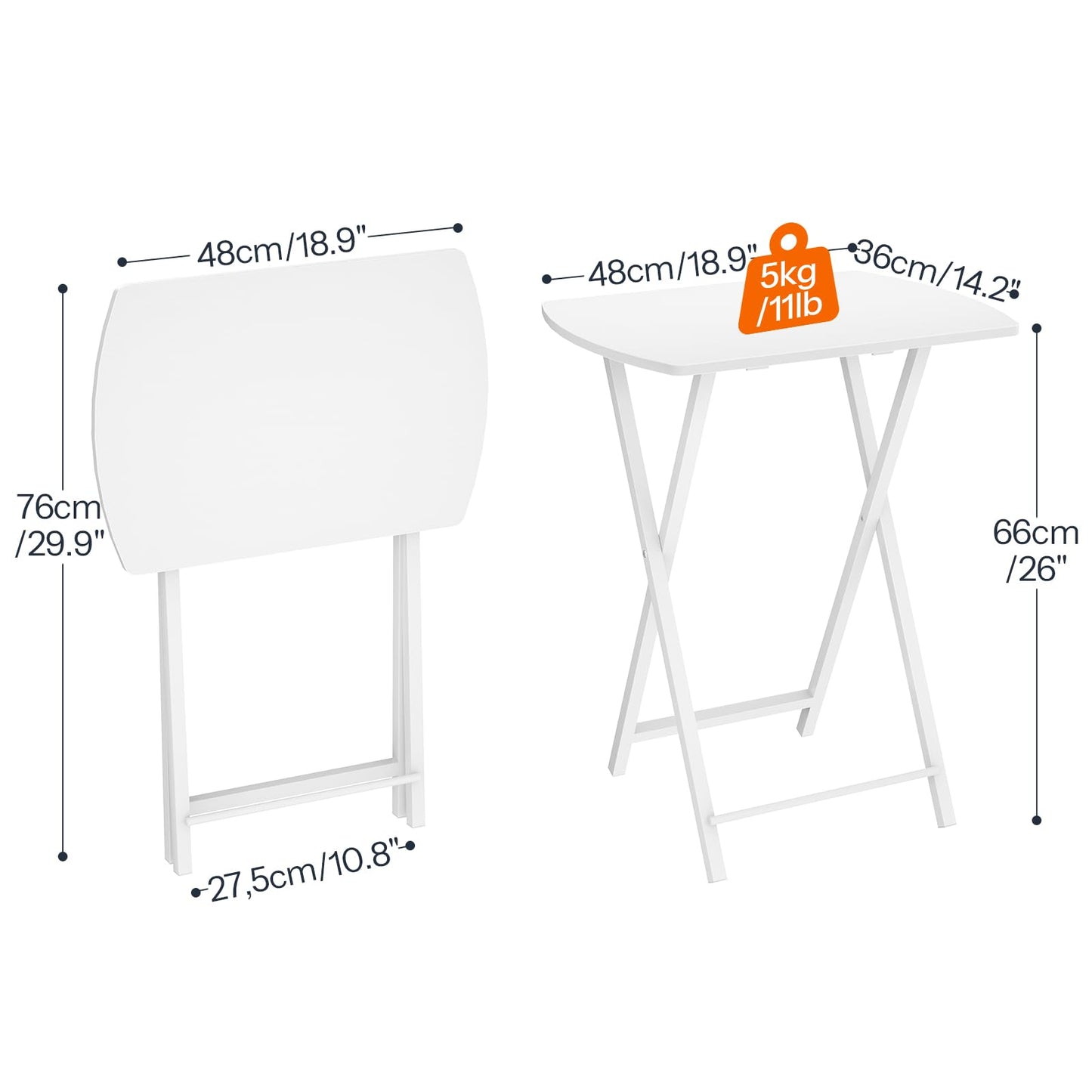 HOOBRO Side Table, Folding Tray Table, Snack Dinner Table for Eating at Couch, Sofa End Table for Small Space, Living Room, Industrial, Easy Storage