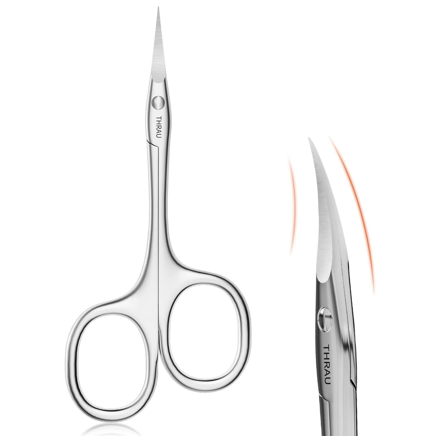 THRAU Left Handed Cuticle Scissors Extra Fine Curved Cuticle Cutter for Manicure Pedicure, Small Scissors Precise Pointed Tip Cuticle Trimmer Grooming