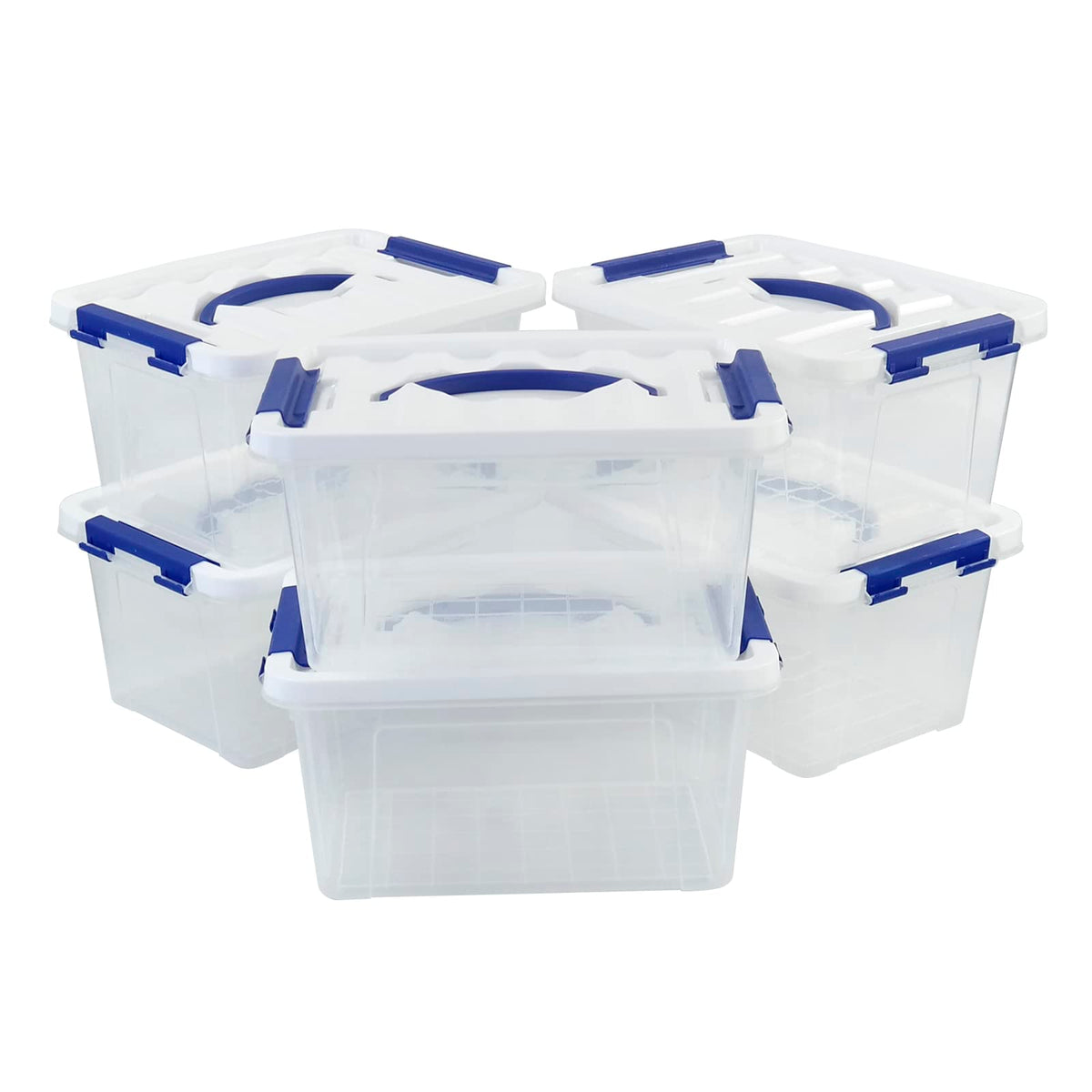 Nesmilers 6-Pack Plastic Boxes with Lid, 6 Liter Small Clear Storage Box