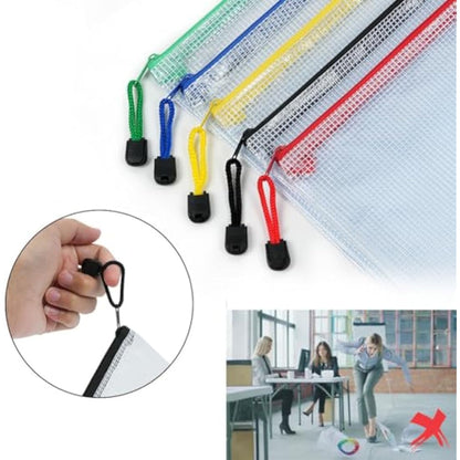 Vicloon Plastic Wallets, 20Pcs A6 Zip Lock Bags, Mesh Document Wallet Document Folders Plastic Pockets Zipper File Wallet for School Office Homework Travel Storage Bags (Color Zipper)
