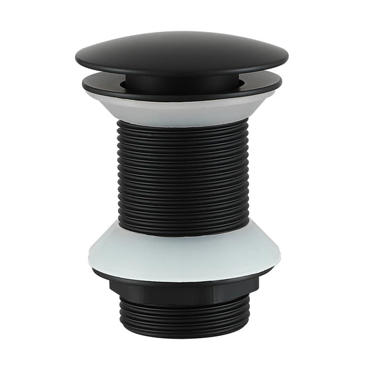 Muxios Pop Up Sink Plug Basin Sink Waste Slotted Pop Up Click Clack Sprung Plug Without Overflow for Bathroom Sink including Basket Matte Black