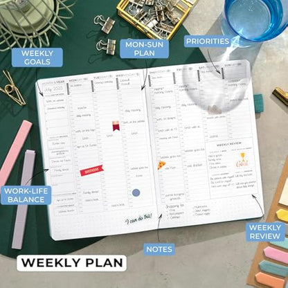 Clever Fox Planner Schedule – Undated Weekly & Monthly Life Planner with Time Slots, Appointment Book & Daily Organizer, A5 (Aquamarine)