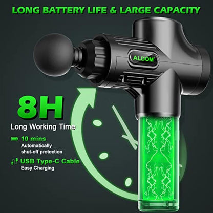 Muscle Massage Gun,ALDOM Massage Gun Deep Tissue 30 Speeds Handheld Electric Massager LCD Touch Screen,Portable Percussion Massager with 8 Heads,Powerful Muscle Gun for Athletes Recovery Pain Relief