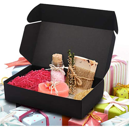 Kurtzy 50 Pack Black Kraft Gift Boxes - Box Measures 19 x 11 x 4.5cm (7.48 x 4.33 x 1.77 inches) - Easy Assemble Rectangle Presentation Favour Present Box - Parties, Birthdays, Weddings, Holidays