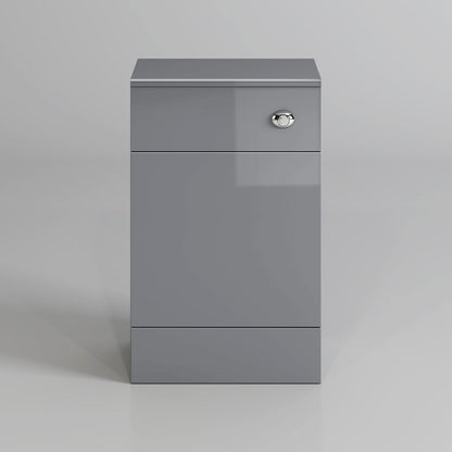 iBathUK 500mm Gloss Grey White Harper Back to Wall Toilet Cupboard Unit- Grey (Flat Pack)