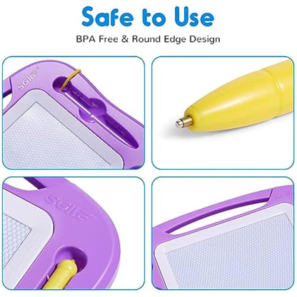 SGILE Magnetic Drawing Board for Kids, Colorful Erasable Doodle Board with Magnet Pen, Painting Sketch Pad with Three Stamps, Travel Toy, Birthday Gift, Educational Learning Toy for Toddlers, Purple