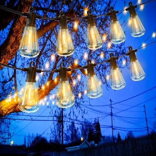 Zuske Garden String Lights Outdoor, 30M Festoon Lights Mains Powered with 50+3 ST38 Shatterproof Bulbs, Waterproof IP65 Patio Lights for Outside Yard Gazebo Backyard Terrace Party Porch(Warm White)