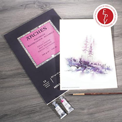 ARCHES Aquarelle 100% Satin 300 g Glued Pad A3 12 sheets Natural White