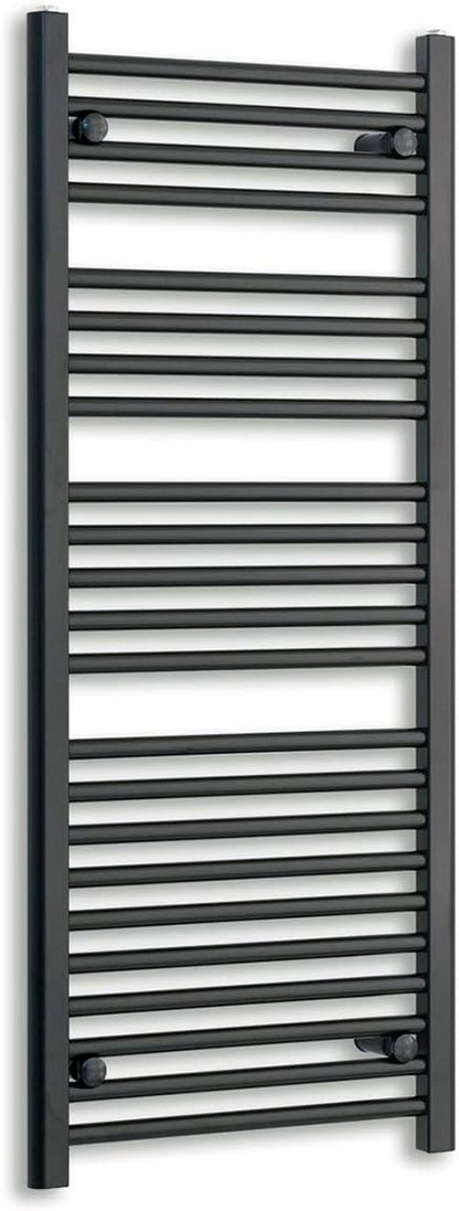 500mm Wide Black Heated Towel Rail Straight Flat Bathroom Warmer Radiator Rack Central Heating Turkish Zone (500mm x 1200mm)