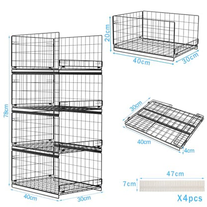 Wuciray Pack of 4 Wardrobe Storage Organiser Clothes Organiser For Wardrobe Clothes Deep Drawer Storage Boxes For Wardrobe Stackable Closet Storage
