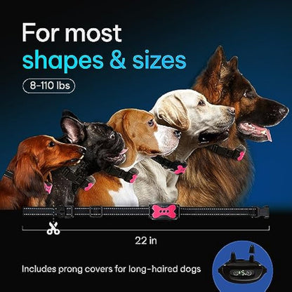 DogRook Dog Bark Collar - Rechargeable Smart Anti Barking Collar for Dogs - Waterproof No Shock Bark Collar for Small/Medium/Large Dogs - Anti Bark Collar for Dogs with 5 Sensitivity Levels