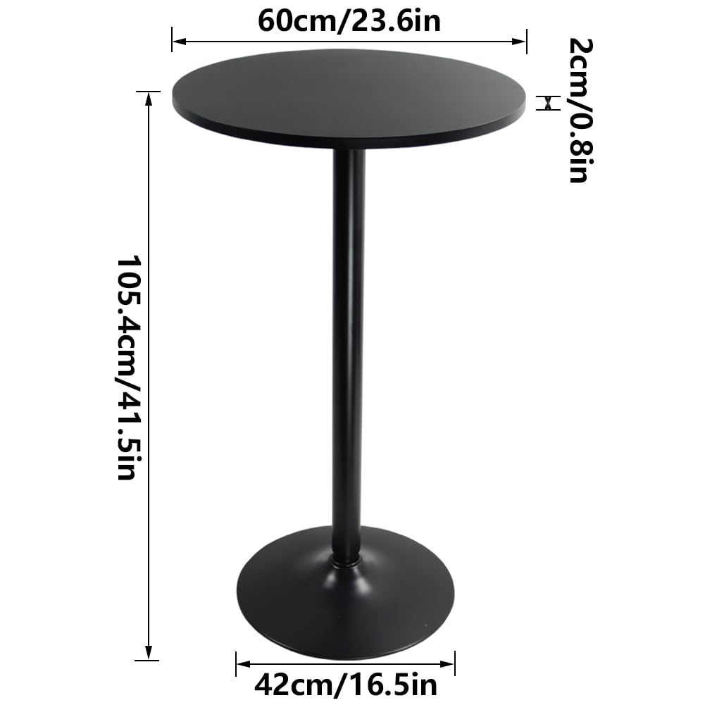 KKTONER Round Bar Table 60CM Top for Cocktail Bar Pub Dining Bistro (106CM H)