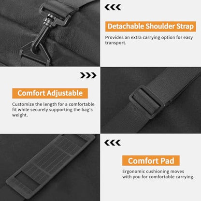 Dokon Garden Furniture Cushion Storage Bag Waterproof Christmas Tree Storage Bag Anti-UV Heavy Duty Oxford Fabric Outdoor Cushion Bags with Durable Handle and Zipper (200x60x75cm) - Black