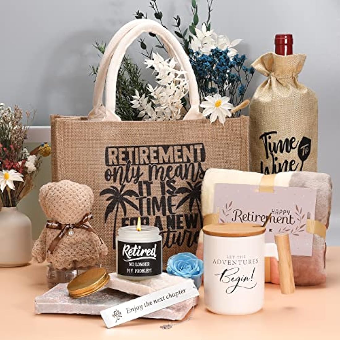 pengtai Retirement Gift for Women 2025,Happy Retirement Gifts for Coworker,Friends,Christmas Retirement Gifts for Nurses,Mom,Retirees Coffee Mug Beach Travel Bag Blanket(39 * 47in) Set