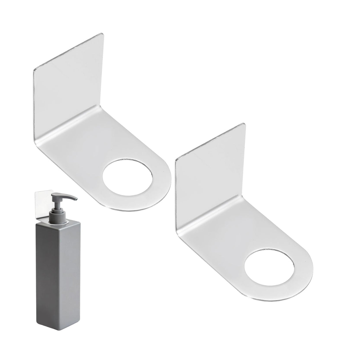 sourcing map 2 Pcs Shower Shampoo Bottle Holder, 1.1 Inch Adhesive Soap Bottle Dispenser Holder Wall Mount