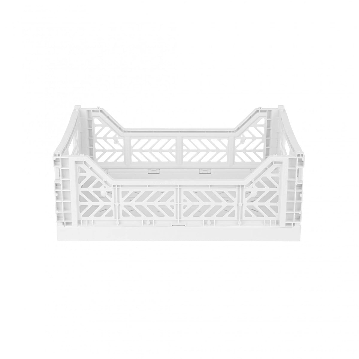 AYKASA Folding Crate, Sturdy Folding Box, Plastic, Stackable, White, Midi (40 x 30 x 14 cm)