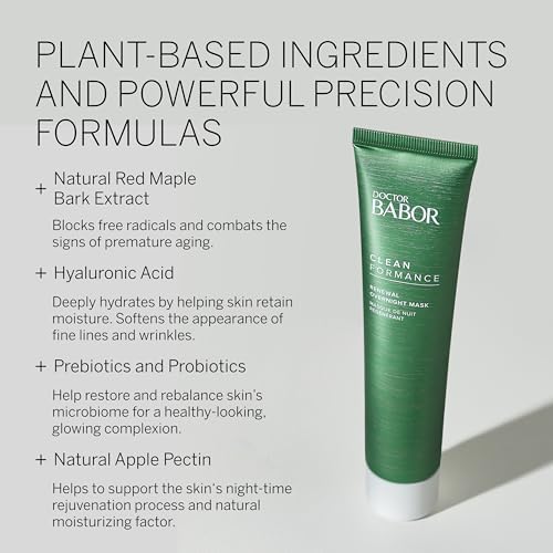 DOCTOR BABOR CLEANFORMANCE Renewal Overnight Mask, Rich Face Mask for All Skin Types, Cream Mask with Pre- / Probiotics, Vegan Formula, 1 x 75 ml