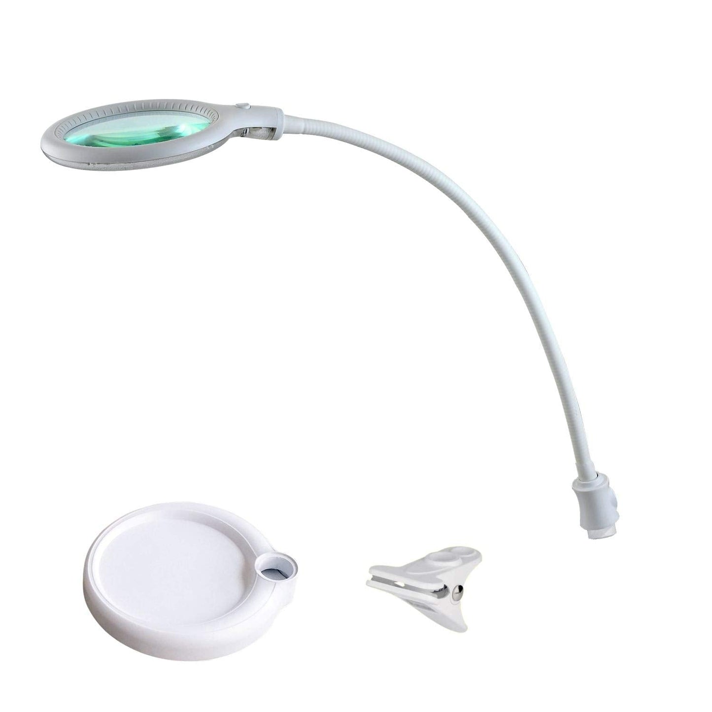 Lumeno 6805WS Magnifying lamp, 30 SMD LEDs, 6 watts, 480 Lumen, 5 dioptres, LED clamp lamp with 100 mm Real Glass Lens, for Beauty Salons, Cosmetics,
