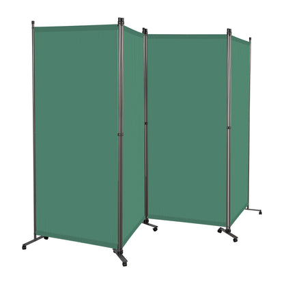 Angel Living 4 Panels Folding Room Divider, Privacy Screen Composed of Polyester Fabric and Sturdy Iron Frame