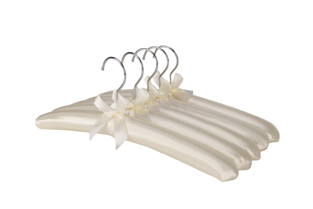 Xiabing Anti-Slip Satin Padded Clothes Hangers with Rotatable Hooks No Shoulder Bump for Women Heavy Sweaters, Coats, Suits (5, Cream-colored)